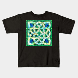 Green Celtic Knot Stone Mosaic Kids T-Shirt